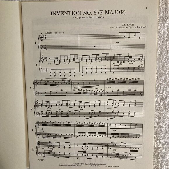 2 Pianos/4 Hands Invention No. 8, Solfeggietto & Concerto #1 in A Minor - Picture 3 of 7